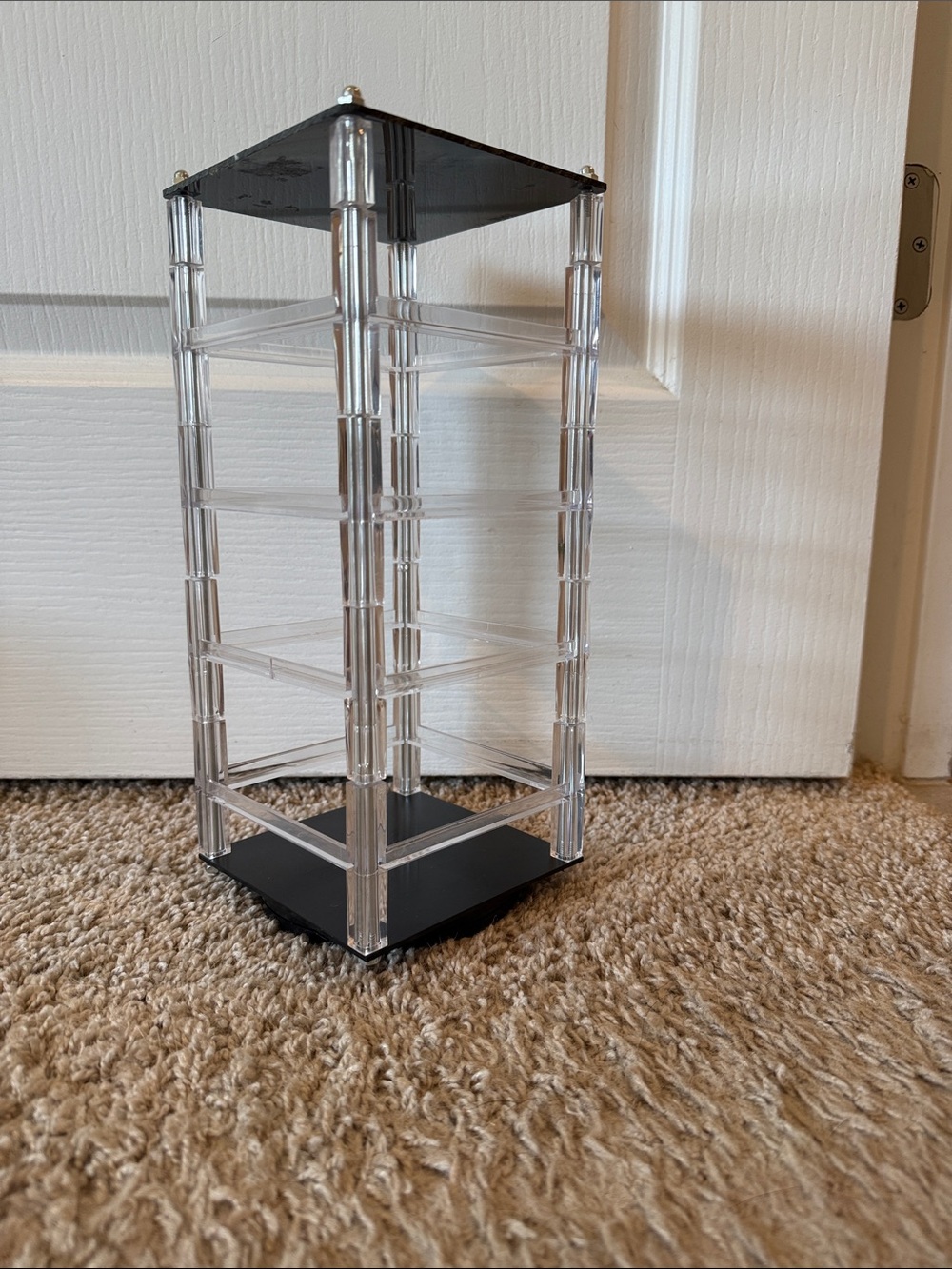 Clear  Spinning Acrylic Jewelry Organizer Tower - Transparent 5” x 12”
